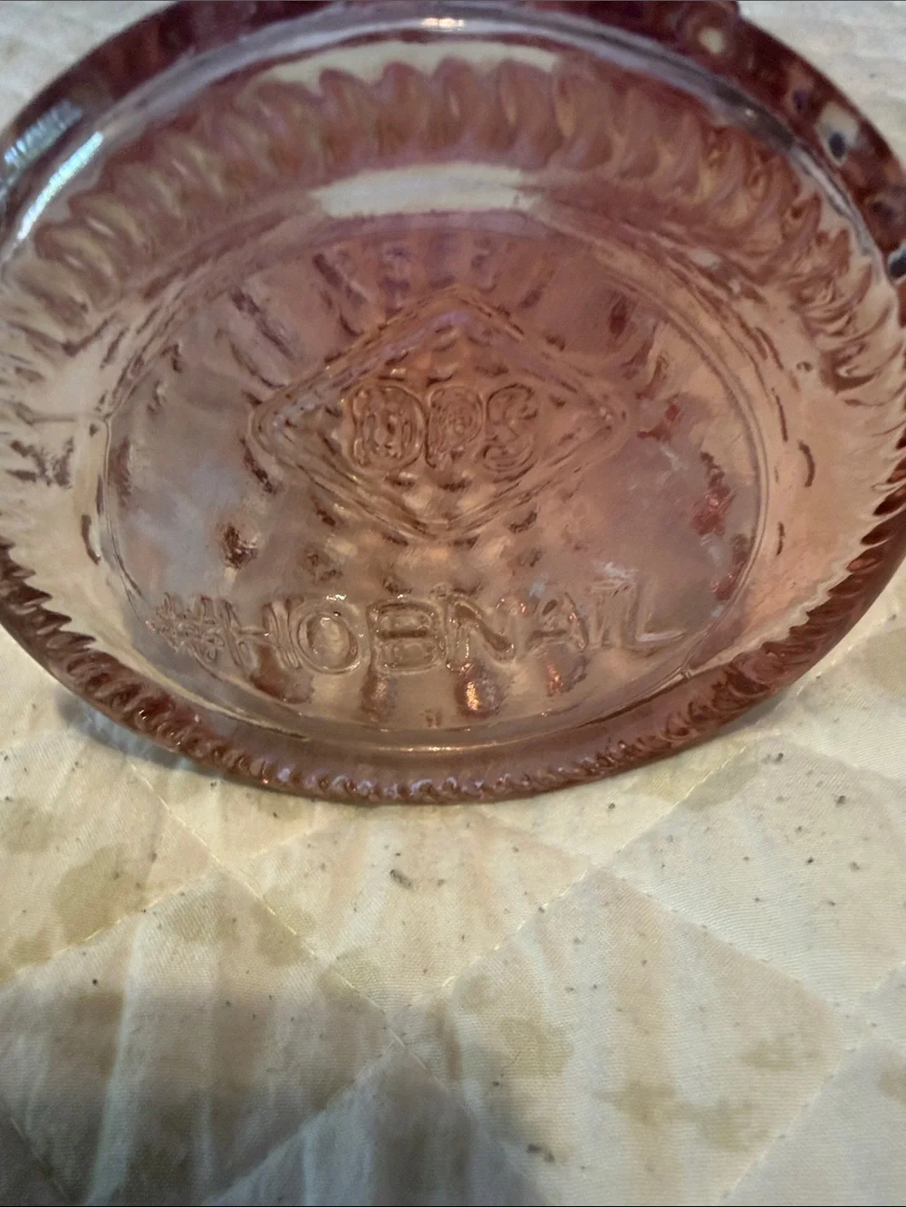 Hobnail Textured Glass Vase in Dusty Rose